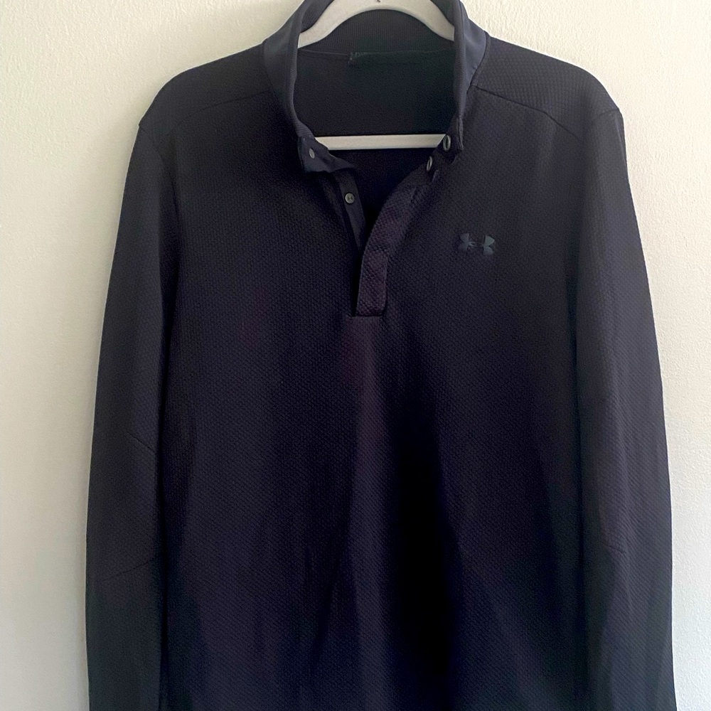 UNDER ARMOUR Golf Coldgear Loose 1/4 Snap Long Sleeve Shirt - Men's Sz. M -Black
